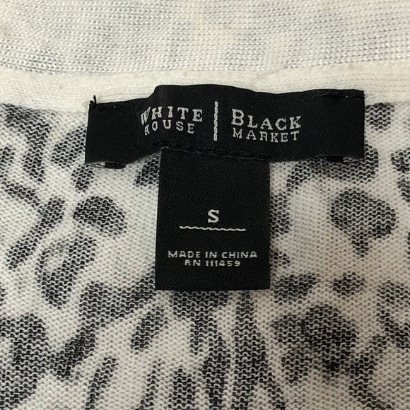 White House Black Market SMALL Long Cardigan Sweater Leopard Print Silver Button - Picture 3 of 11